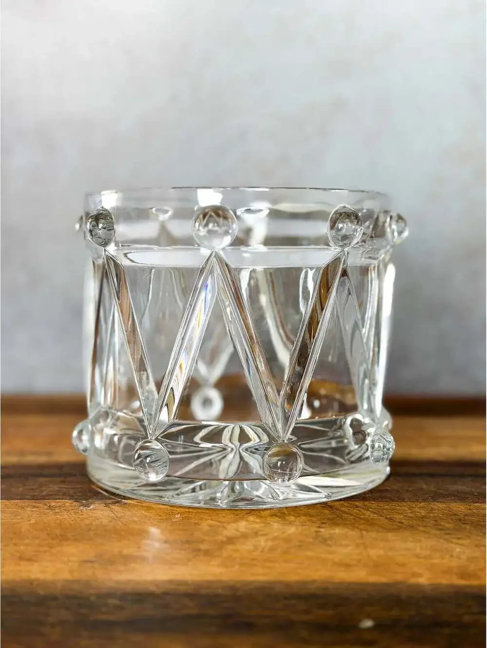 Bohemian Lead Crystal Drummer Boy Drum | Czech Cachepot Vase, Christmas